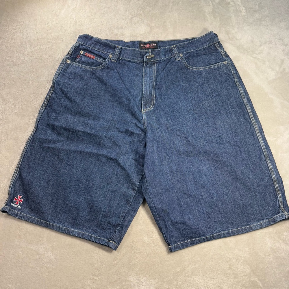 Vintage Interstate Y2K Baggy Jean Shorts Men's Sz 40 Loose Skater Rave